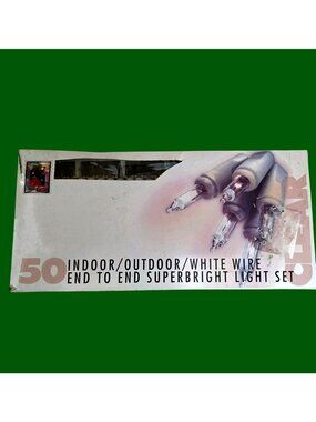 New Vintage Mini String Lights 50 Bulbs White Wire Christmas Wedding Holiday